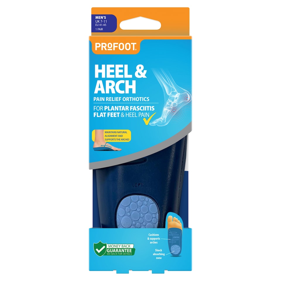 PROFOOT HEEL & ARCH PAIN RELIEF ORTHOTICS MENS 1 PAIR