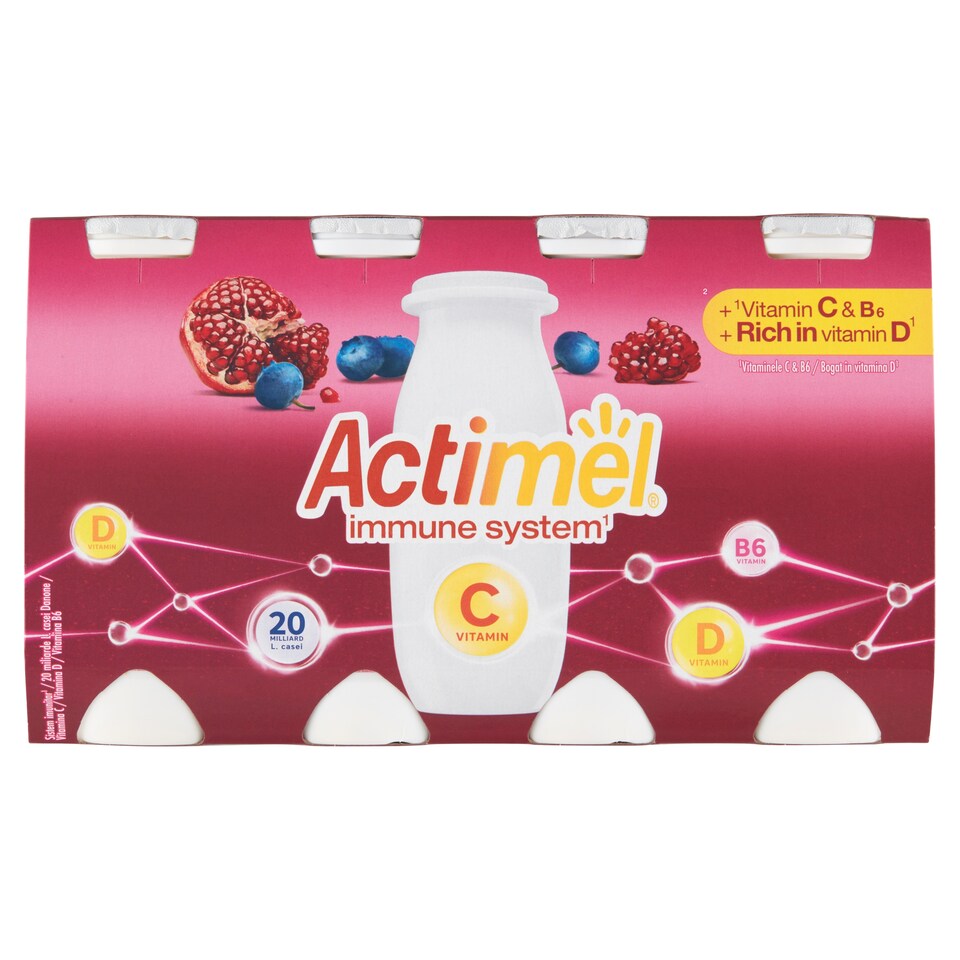 image 1 of Actimel Probiotic Drink Pomegranate-Blueberry with Added Vitamin C 8 x 100g