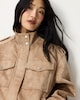 image 1 of F&F Faux Suede Funnel Neck Jacket in Med Nude