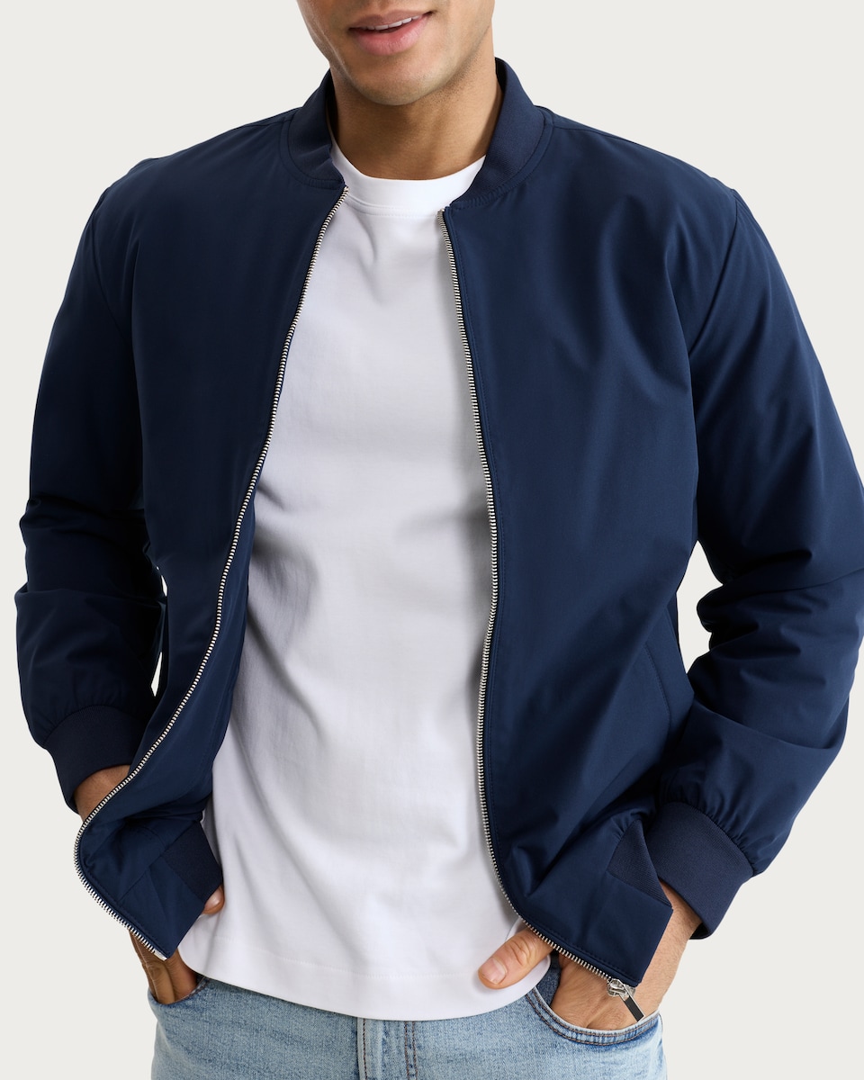 image 1 of F&F Zip Up Bomber Jacket in Navy