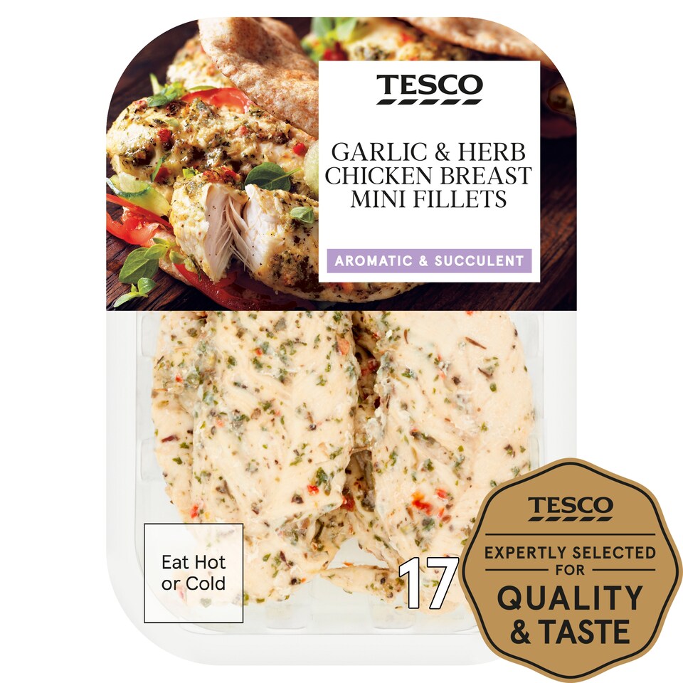 Tesco Garlic & Herb Cooked Chicken Breast Mini Fillets 170G