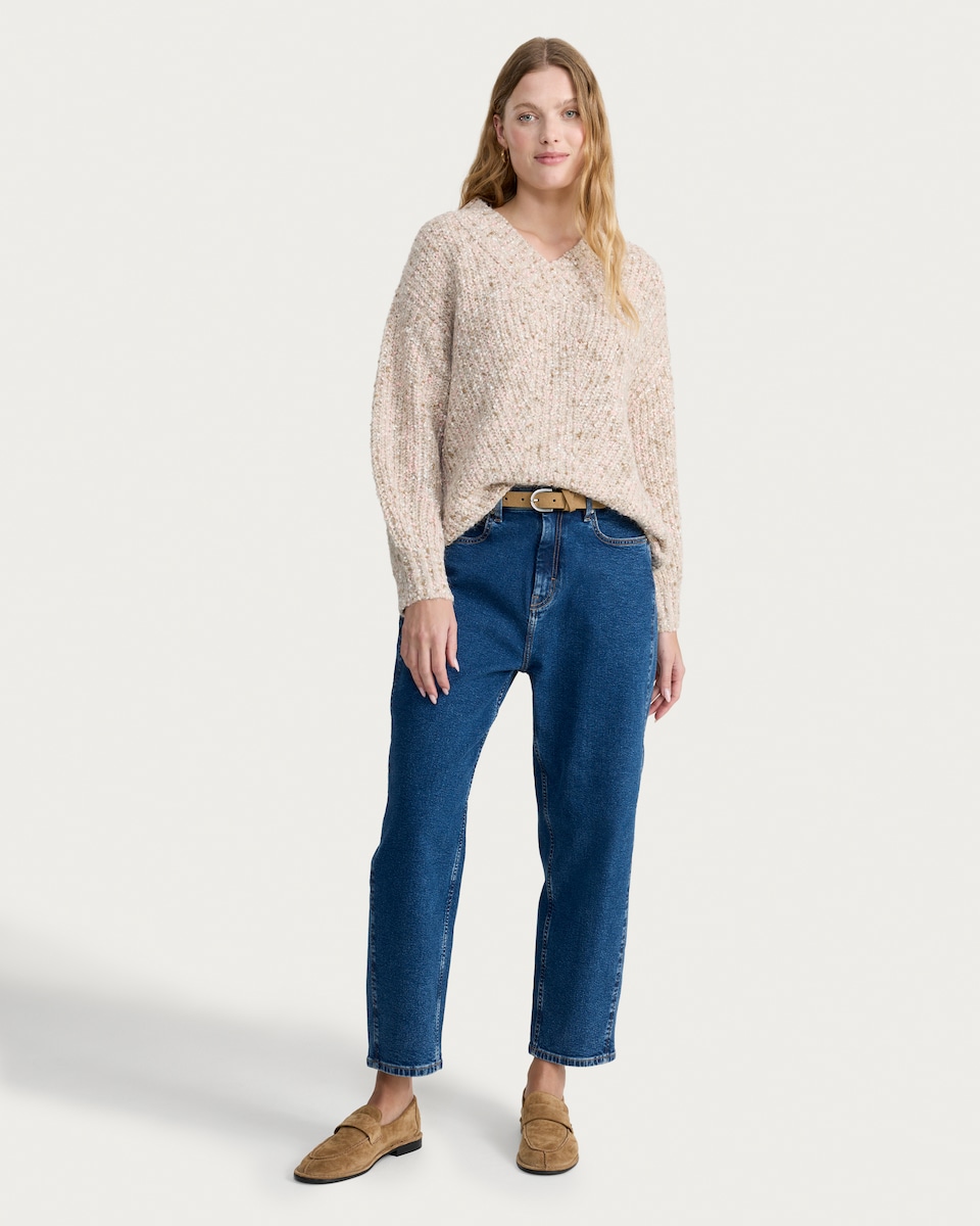 image 1 of F&F Knitted V Neck Jumper with Wool in Multi