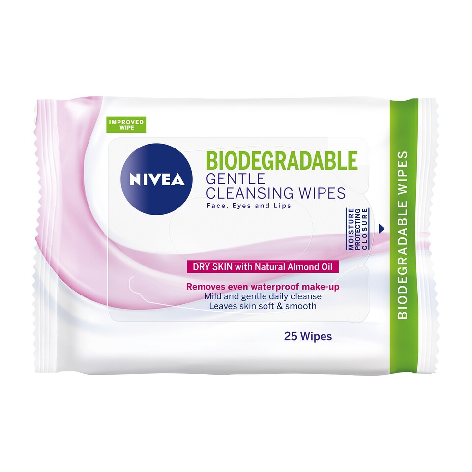 Nivea Biodegradable Gentle Cleansing Wipes Dry Skin 25 Pack