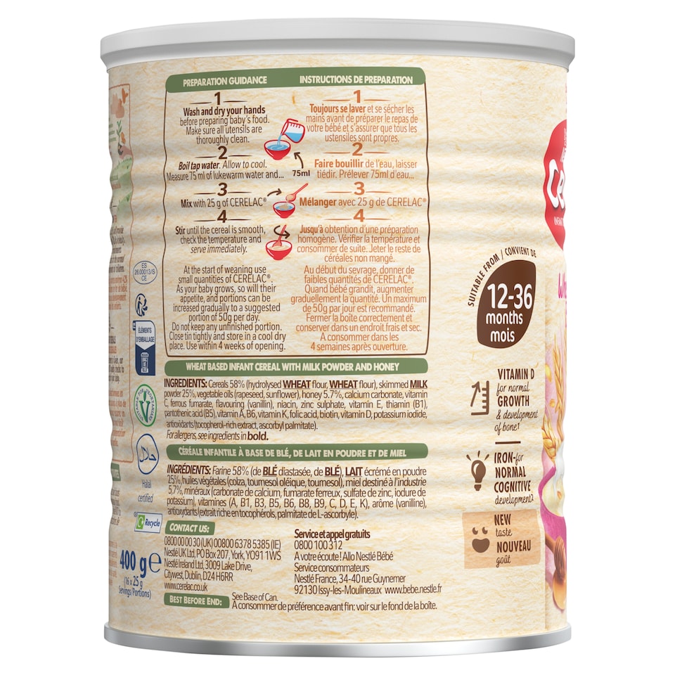 image 1 of Cerelac Honey & Wheat Baby Food 12Mths 400G
