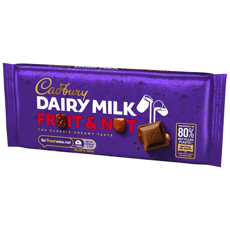 image 1 of Cadbury Dairy Milk Chocolate Fruit & Nut Bar 110G