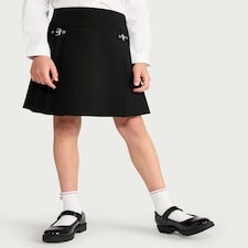 F&F Girls School Buckle Pleated Skirt in Black
