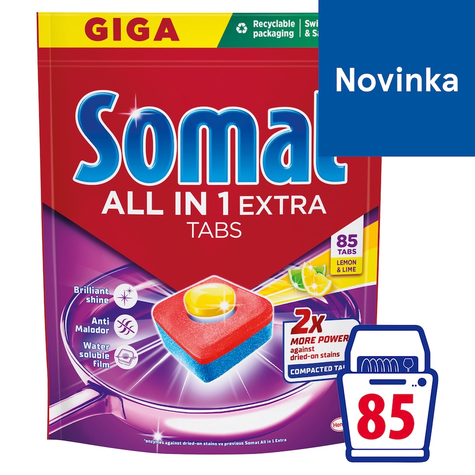 Somat All in 1 Extra Dishwasher Tablets Lemon & Lime 85 pcs 1275 g