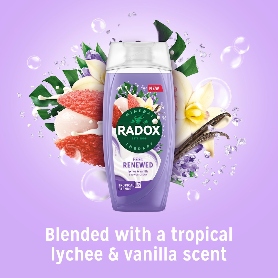 image 1 of Radox Mineral Therapy Feel Renewed Lychee & Vanilla Body Wash Shower Cream 225 ml