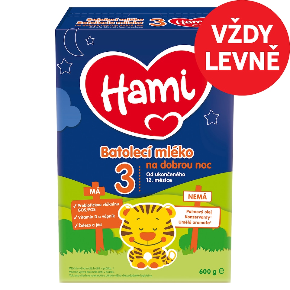 Obrázek 1 pro produkt Hami 3 batolecí mléko na dobrou noc od uk. 12. měsíce 600g
