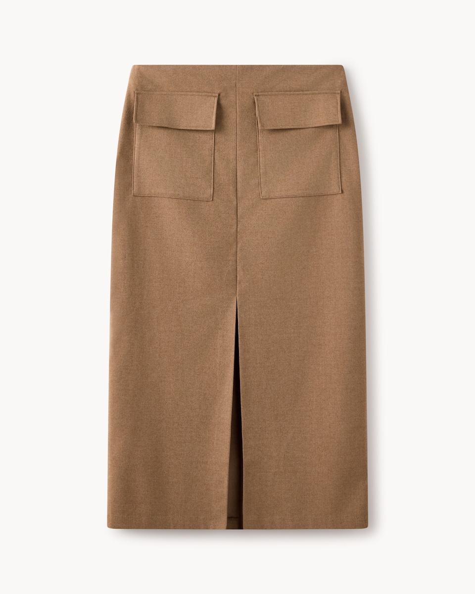image 1 of F&F Patch Pocket Pencil Midi Skirt in Med Nude