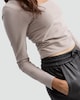 image 2 of Rise by Zara McDermott Cotton Rich Square Neck Long Sleeved Pyjama Top in Natural