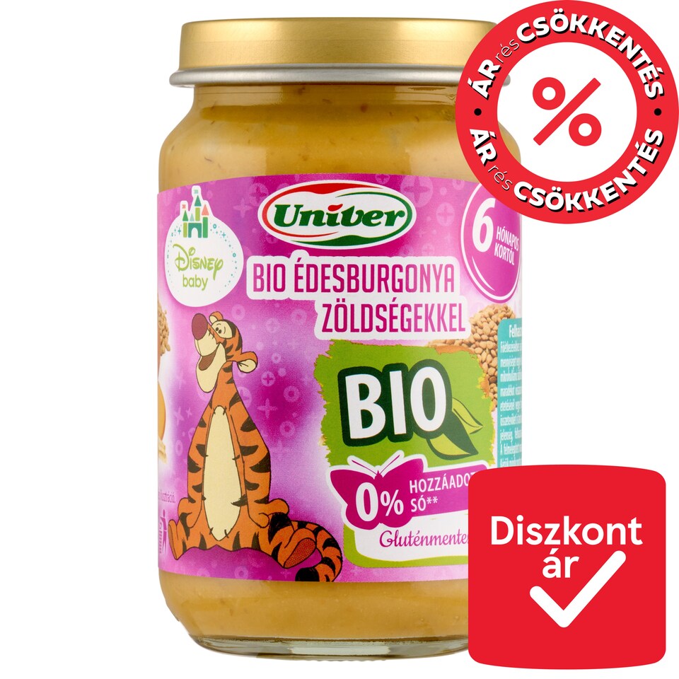 Univer Disney Baby bio édesburgonya zöldségekkel zöldségpüré 6 hónapos kortól 163 g  1. kép