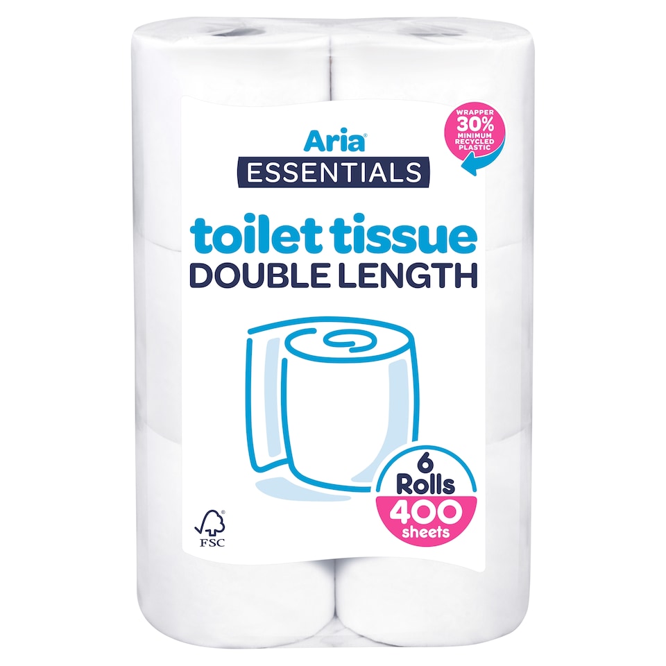 Aria Essentials Toilet Tissue 6 Roll 400 Sheets