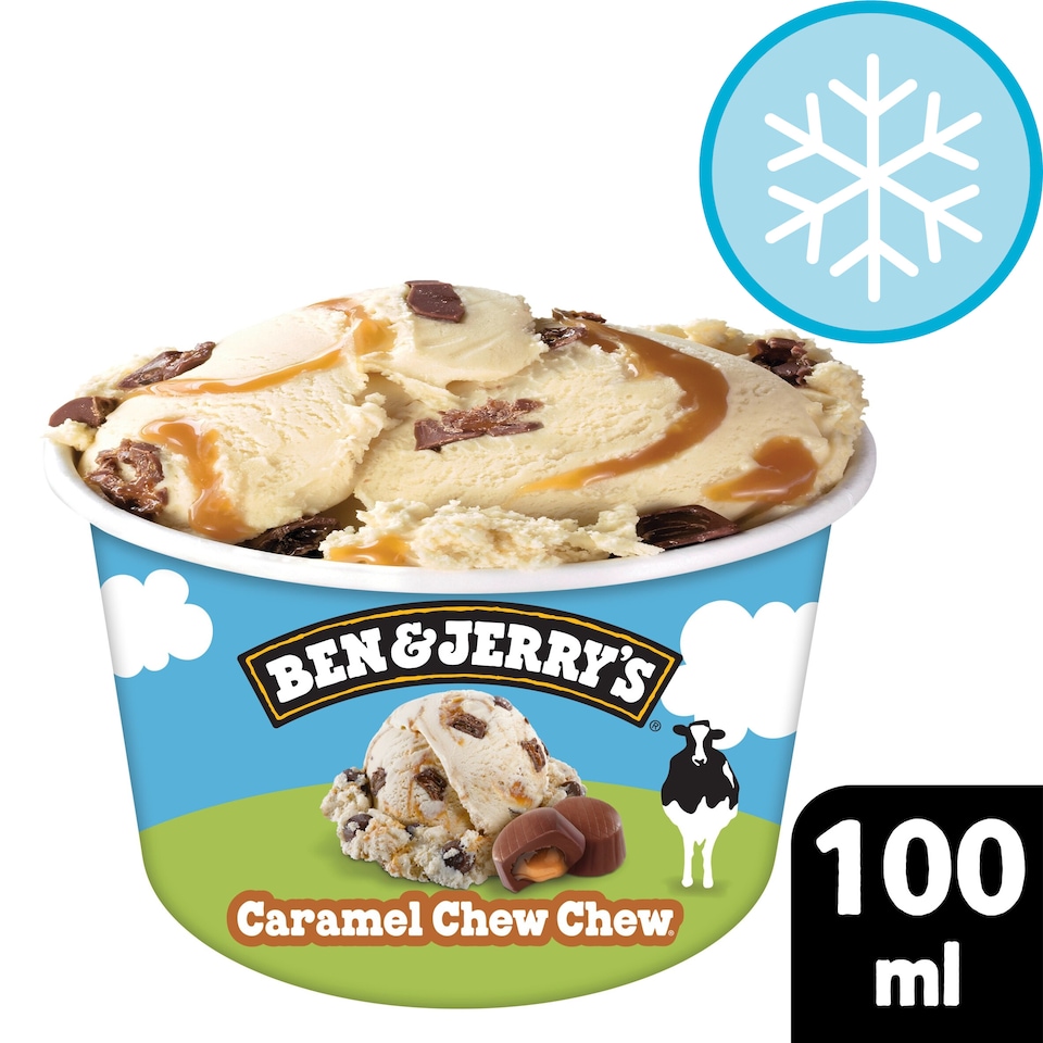 image 1 of BEN & JERRY CARAMEL CHEW CHEW ICE CREAM TUB 100ML