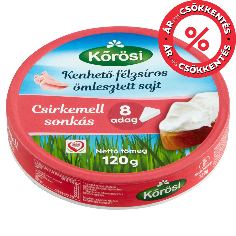 Kőrösi kenhető félzsíros csirkemell sonkás ömlesztett sajt 120 g