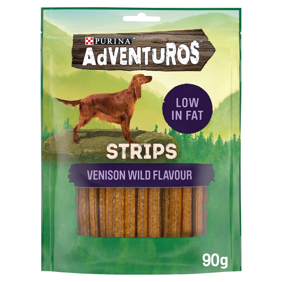 image 1 of Adventuros Strips Dog Treats Venison Flavour 90g