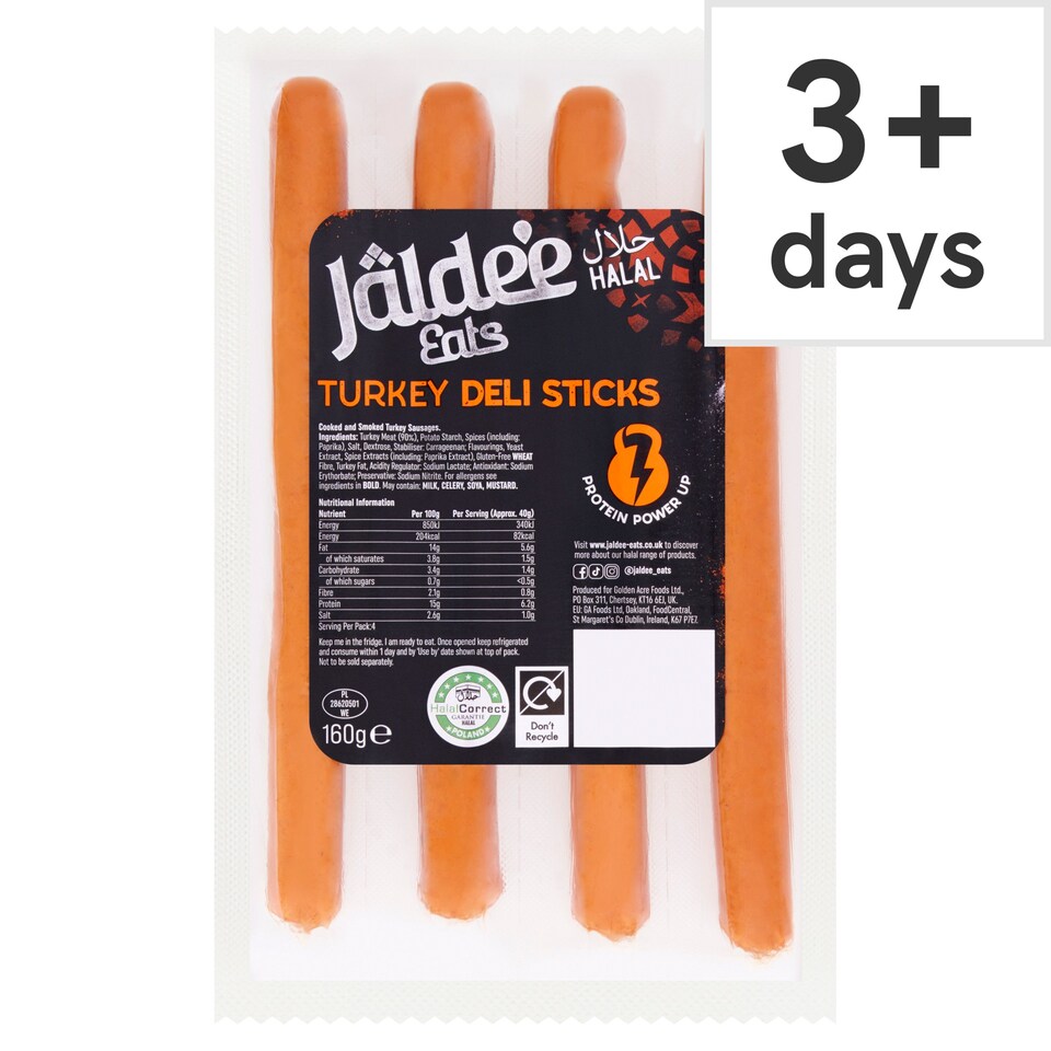 Jaldee Halal Turkey Deli Sticks 160g Tesco Groceries