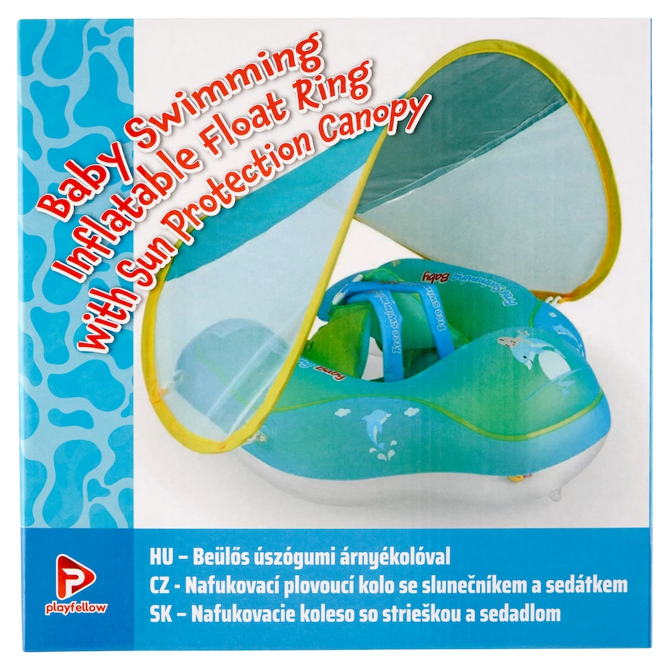 Playfellow Baby Swimming Inflatable Float Ring with Sun Protection Canopy 52 cm x 54 cm