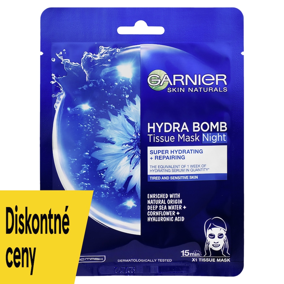 Garnier Skin Naturals nočná regeneračná textilná maska, 28 g
