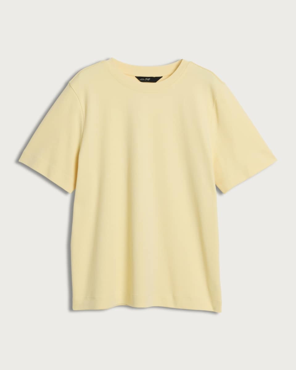 image 1 of F&F Pure Cotton Heavyweight Crew Neck T-Shirt in Yellow
