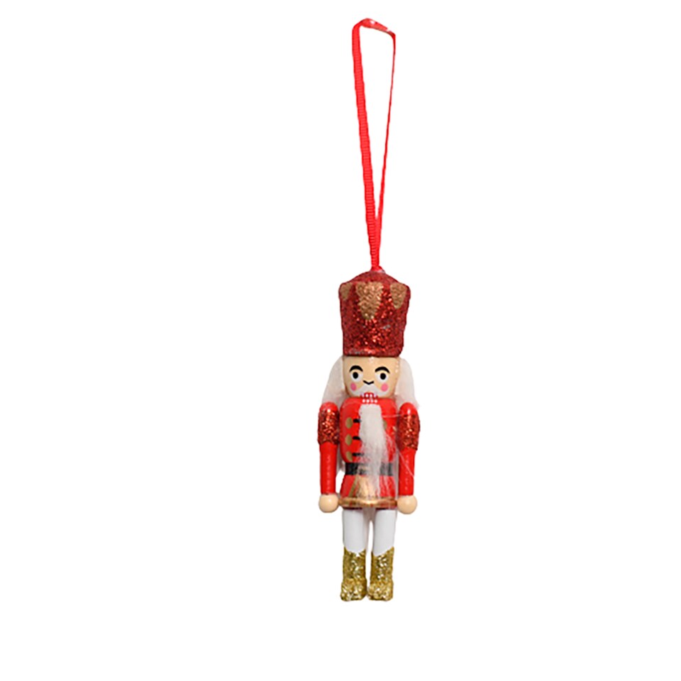 TESCO GOLD AND RED NUTCRACKER HANGING DECORATION