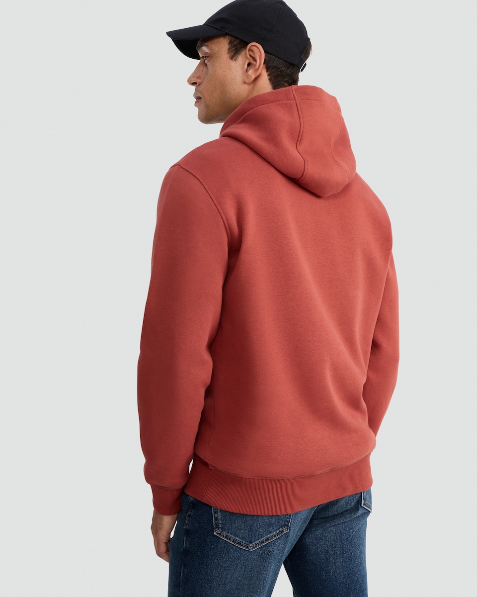 image 1 of F&F Regular Fit Cotton Rich Drawstring Hoodie in Red
