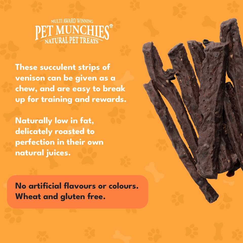 image 1 of Pet Munchies Natural Dog Treats Venison Strips 75g