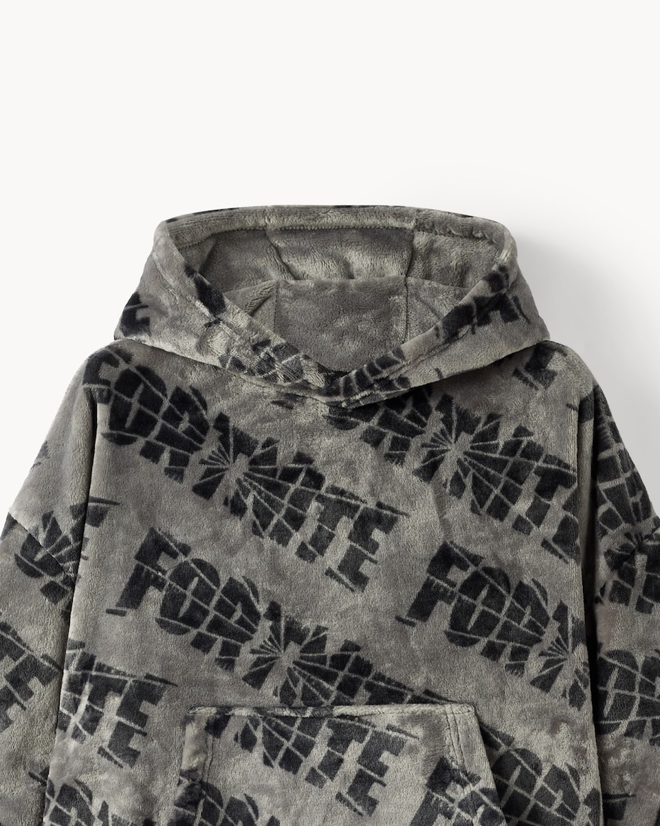 image 1 of Fortnite Fleece Pyjama Hoodie in Grey