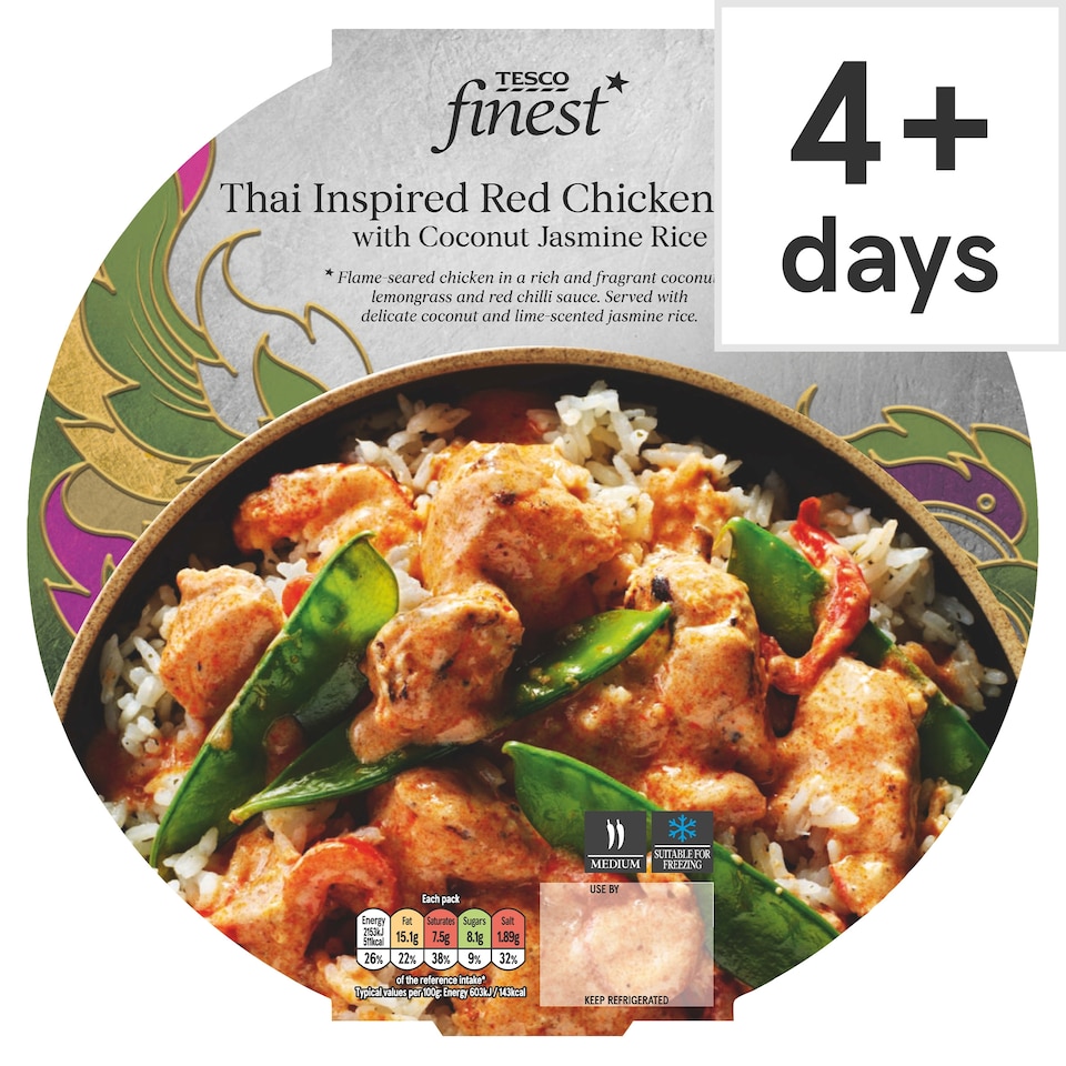 Tesco Finest Thai Red Chicken Curry with Coconut Jasmin Rice 400g