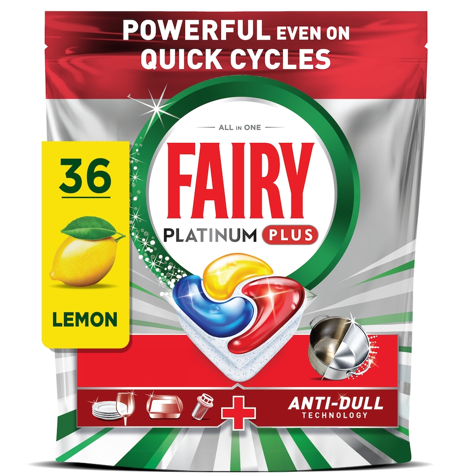 image 1 of Fairy Platinum Plus All In One Lemon Dishwasher 36 capsules 558g