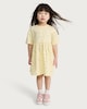 image 1 of F&F Girls Pure Cotton Floral Print Short Sleeved Dress in Yellow