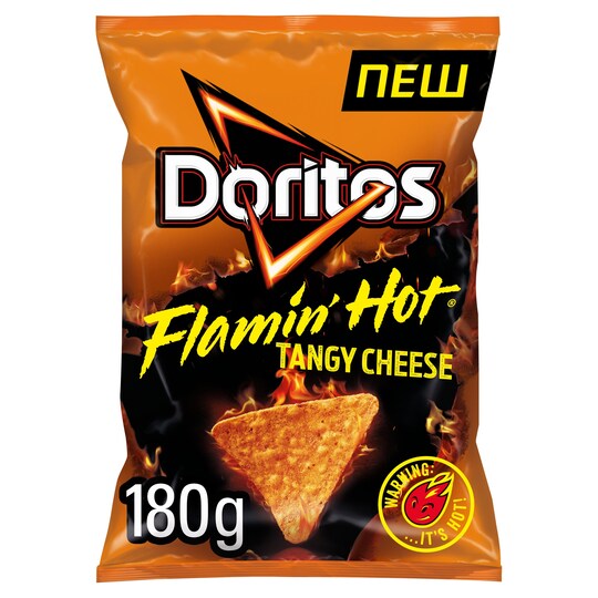 Doritos Flamin Hot Tangy Cheese Corn Chips 180G Tesco Groceries