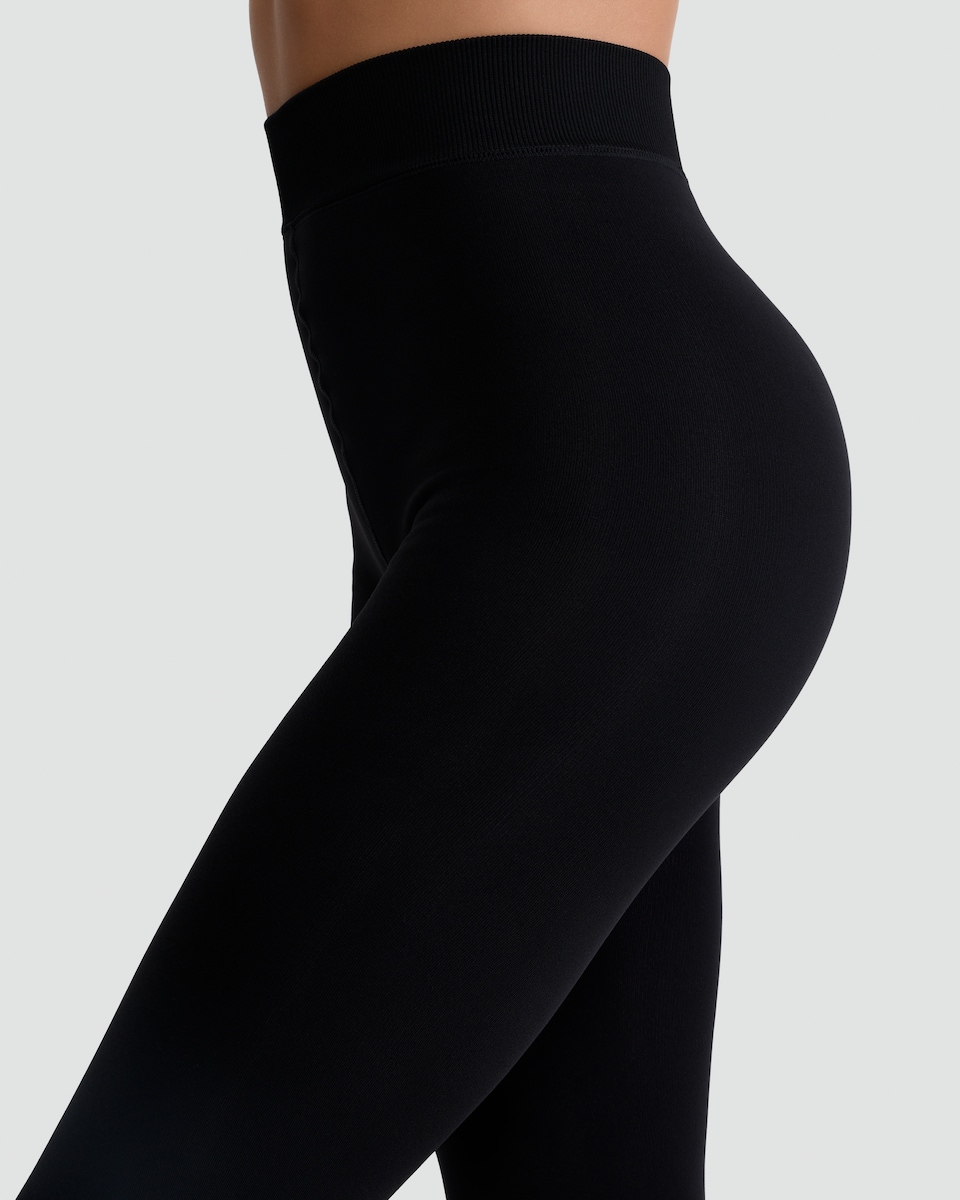 image 1 of F&F Thermal Footless Tights in Black