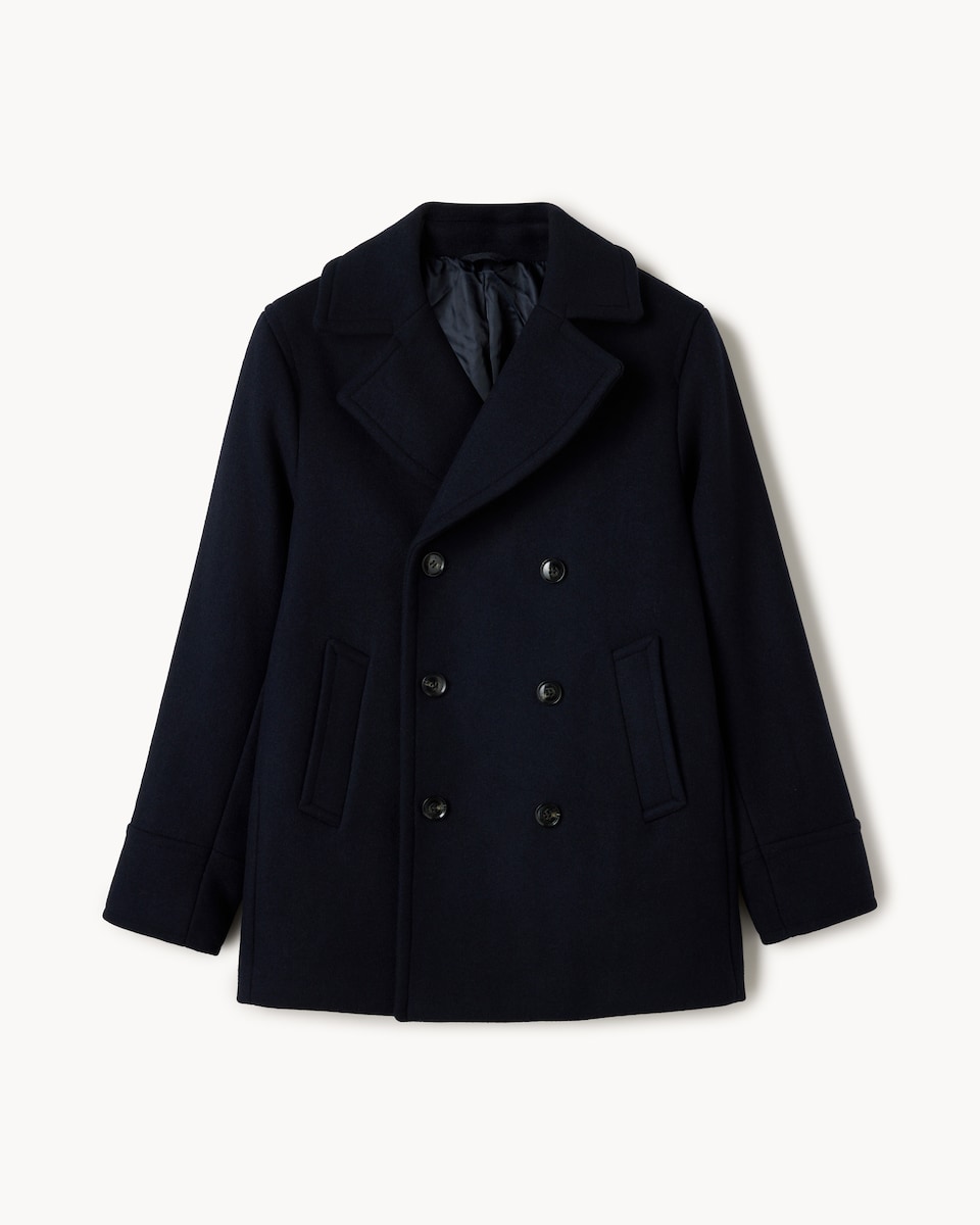 image 1 of F&F Double Breasted Peacoat in Navy