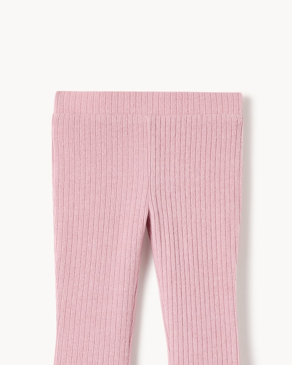 image 1 of F&F Girls Ribbed Top and Flared Leggings Set in Pink