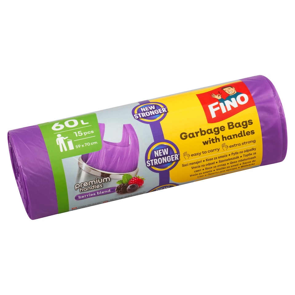 Fino Premium Handles Berries Blend Garbage Bags 60L 15 pcs