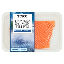 Tesco Boneless Salmon Fillets 4 Pack 520g