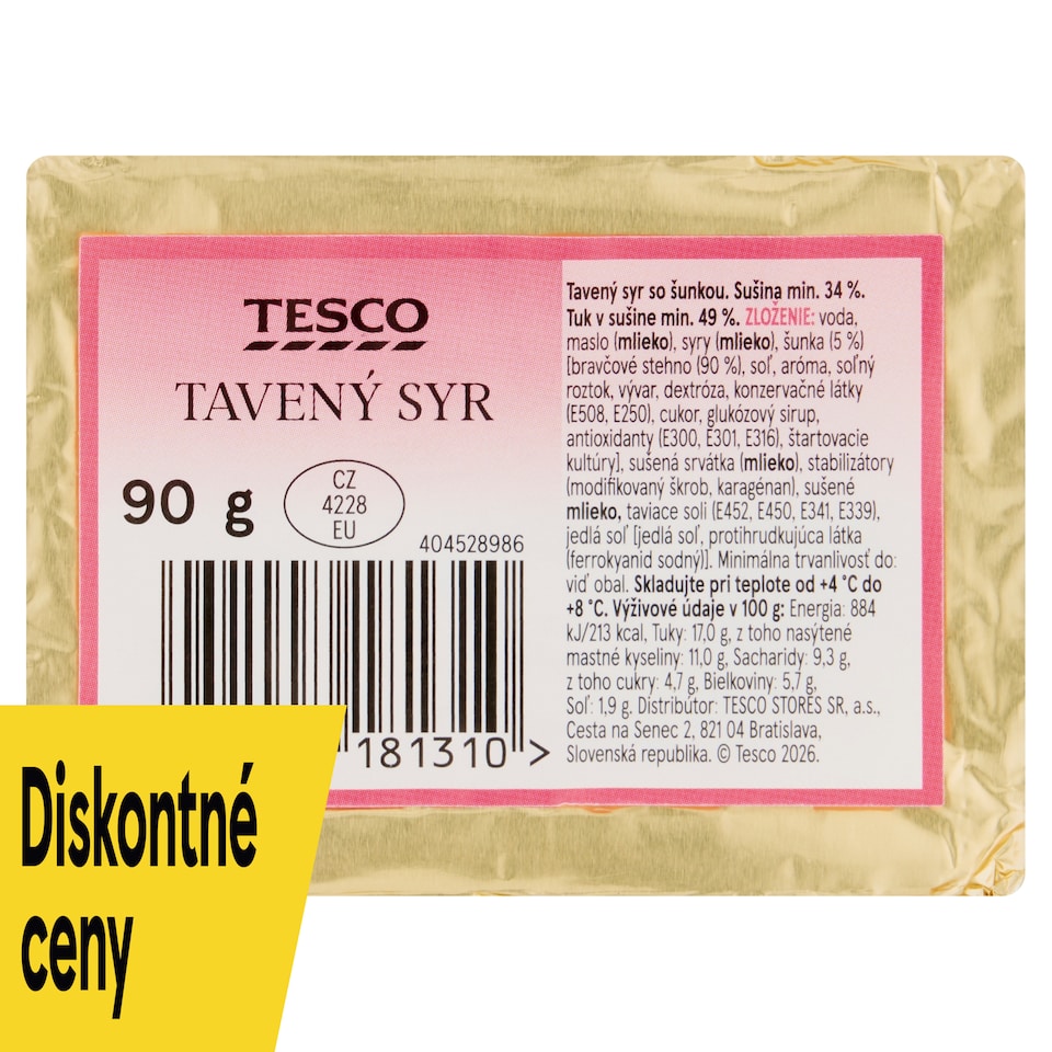 Tesco Tavený syr so šunkou 90 g