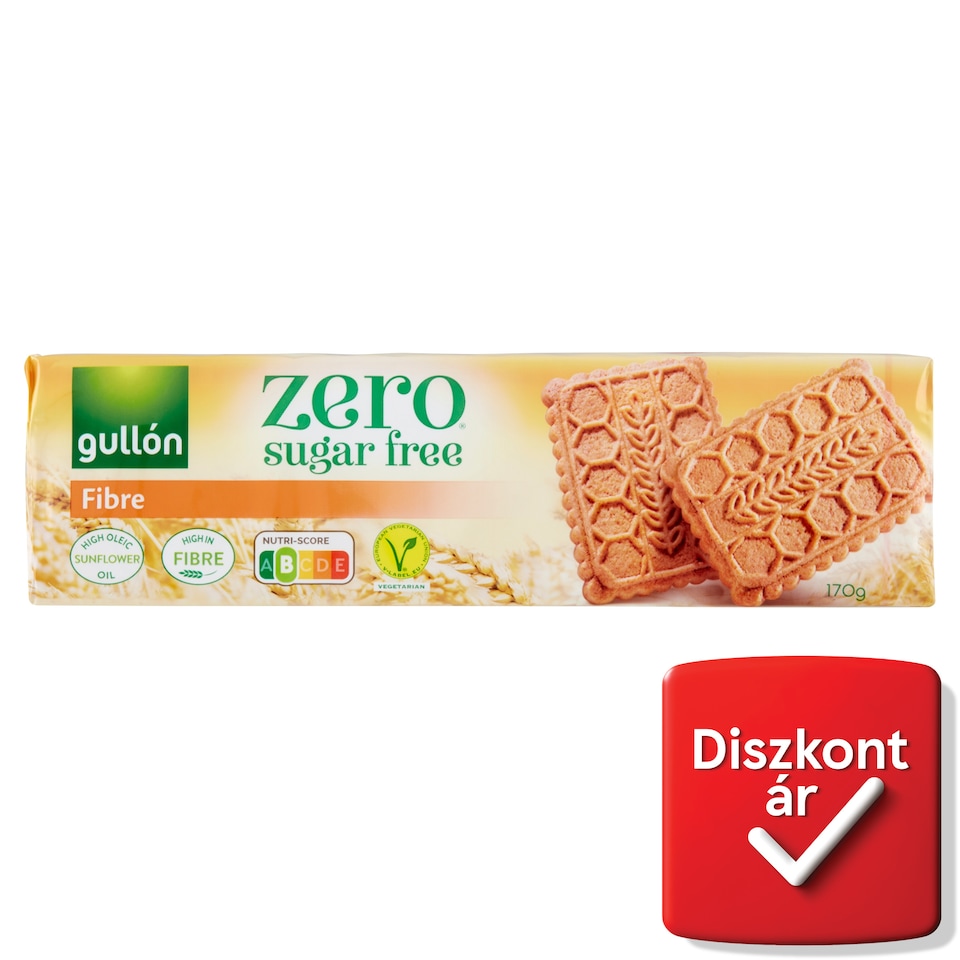 Gullón élelmi rostban gazdag keksz, édesítőszerrel, cukormentes 170 g  1. kép