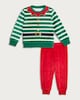 image 2 of F&F Minky Fleece Elf Stripe Print Pyjama Set in Multi