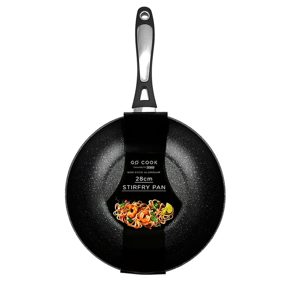 image 1 of Go Cook Aluminium Marble Stirfry Pan 28Cm