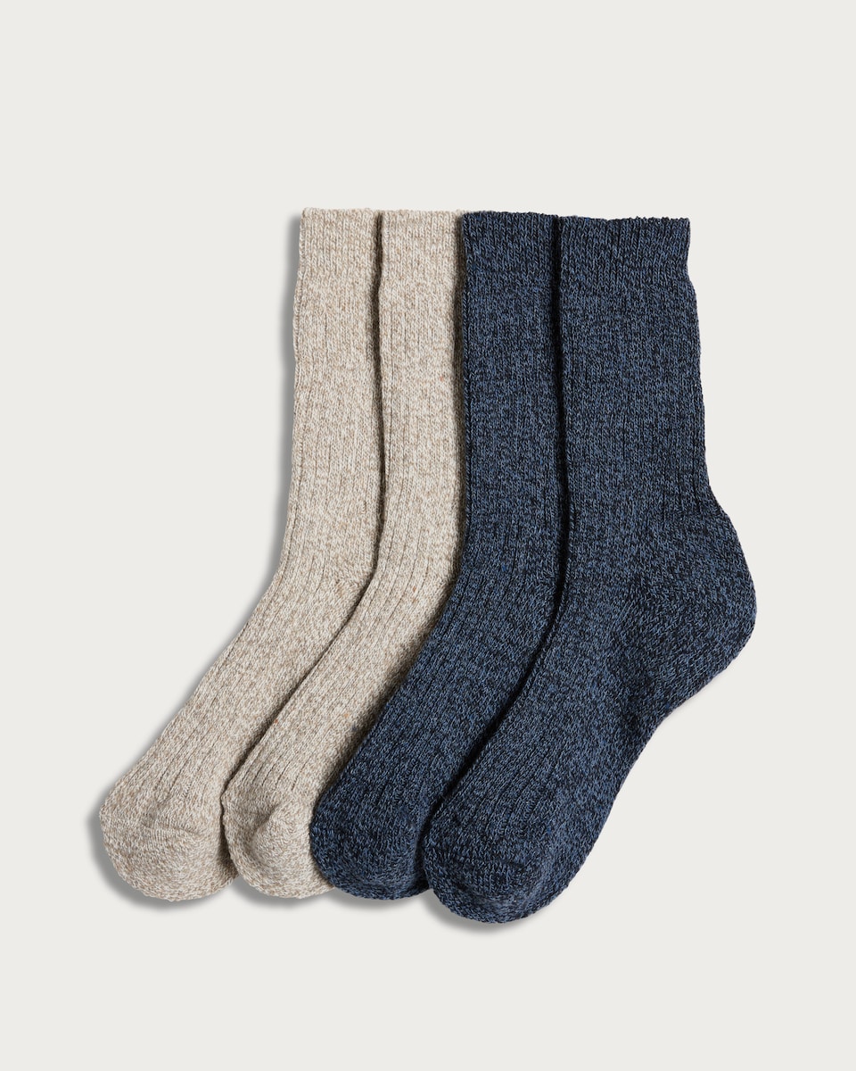 Hewitt & Munro 2-Pack Ribbed Thermal Socks with Wool in Navy
