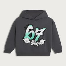 F&F Boys Cotton Rich 67 Graphic Hoodie in Grey