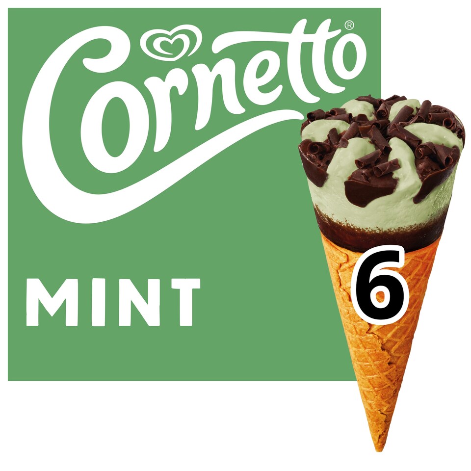 image 1 of Cornetto Mint Ice Cream Cones 6x90ml