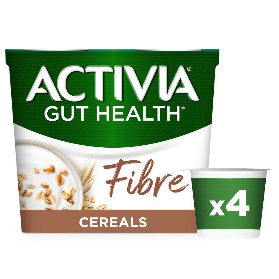 Activia Fibre Cereals Breakfast Gut Health Yoghurt 4x115g Tesco Groceries