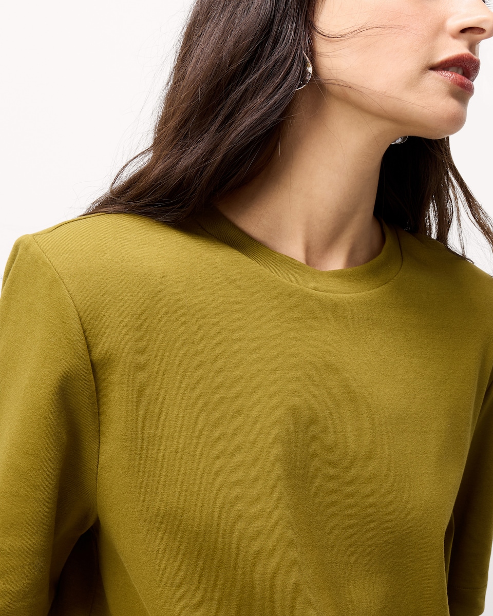 image 1 of F&F Cotton Rich Shoulder Pad T-Shirt in Olive