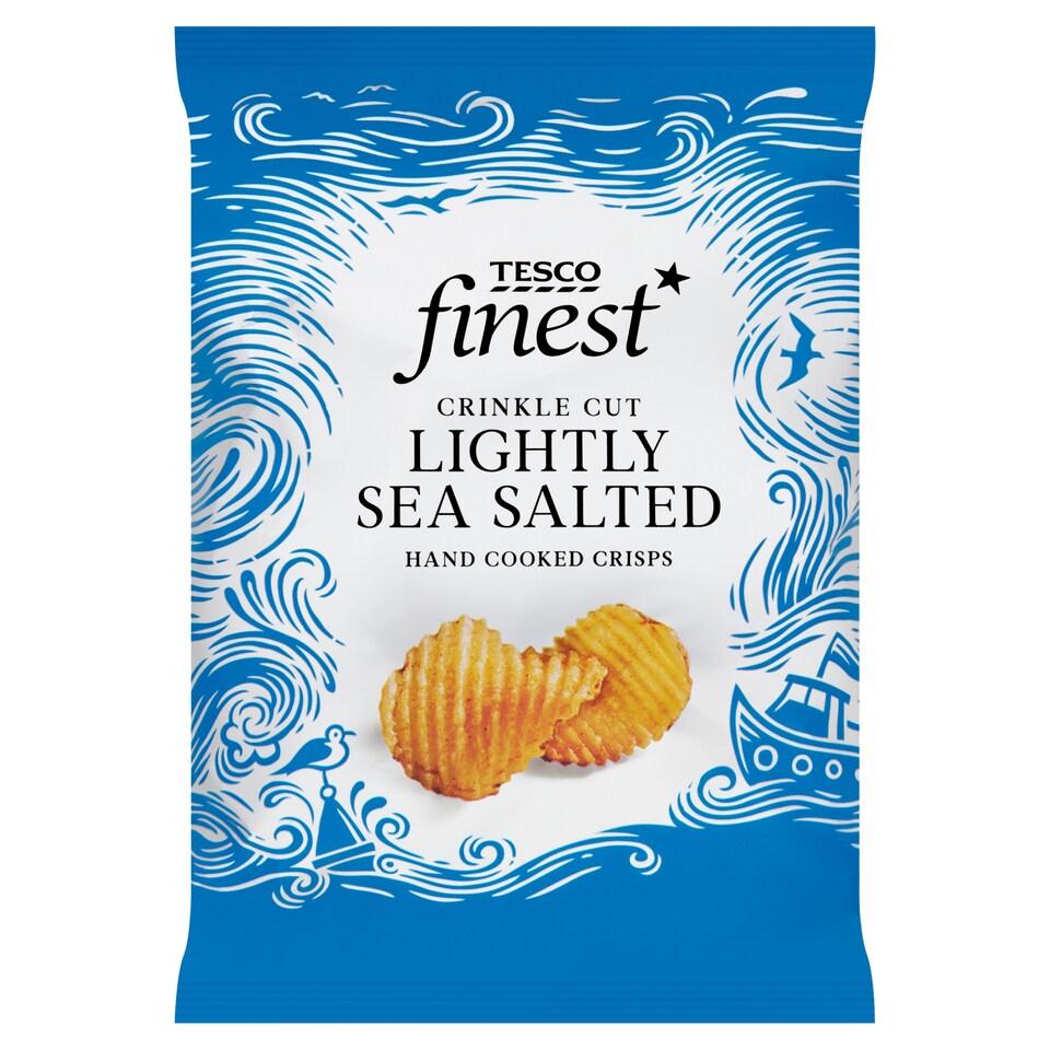 Obrázek 1 pro produkt Tesco Finest Vroubkované smažené bramborové lupínky s mořskou solí 150g
