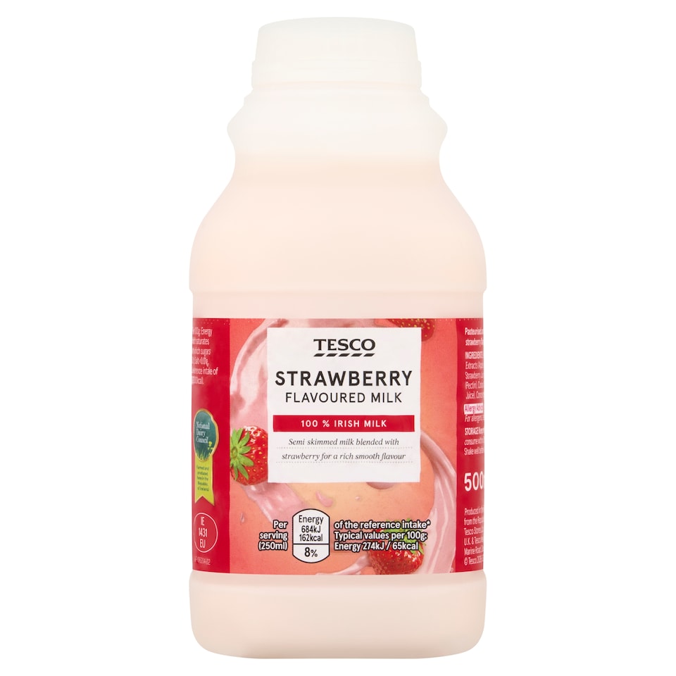 Tesco Strawberry Flavoured Milk 500ml