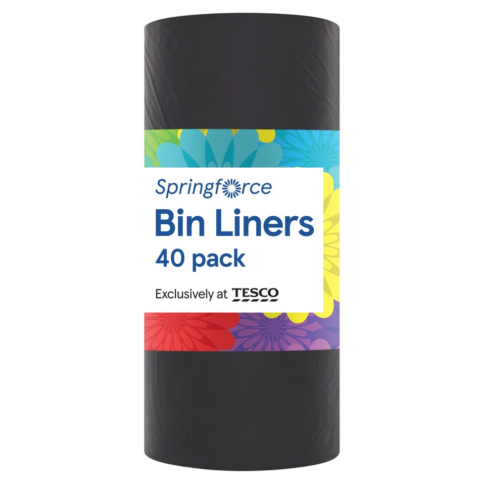 Springforce Flat Top Bin Liners 40 Pack 75L