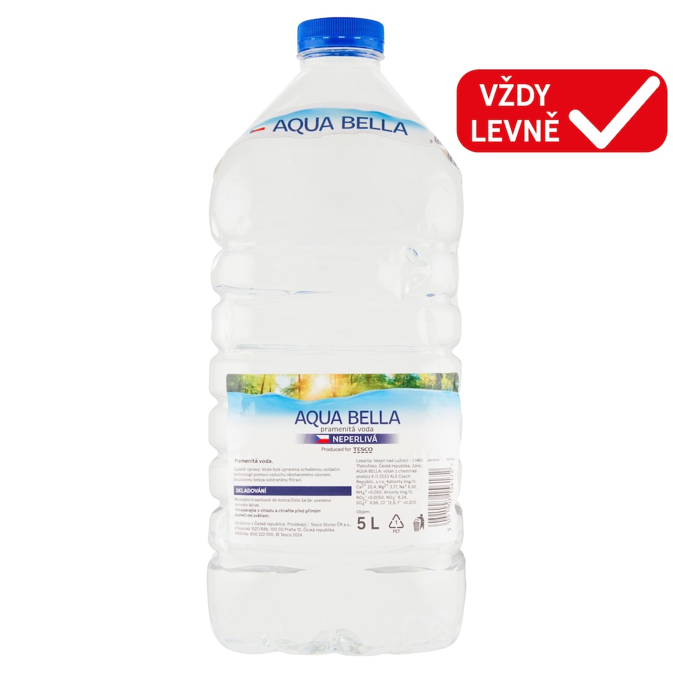 Tesco Aqua Bella pramenitá voda neperlivá 5l
